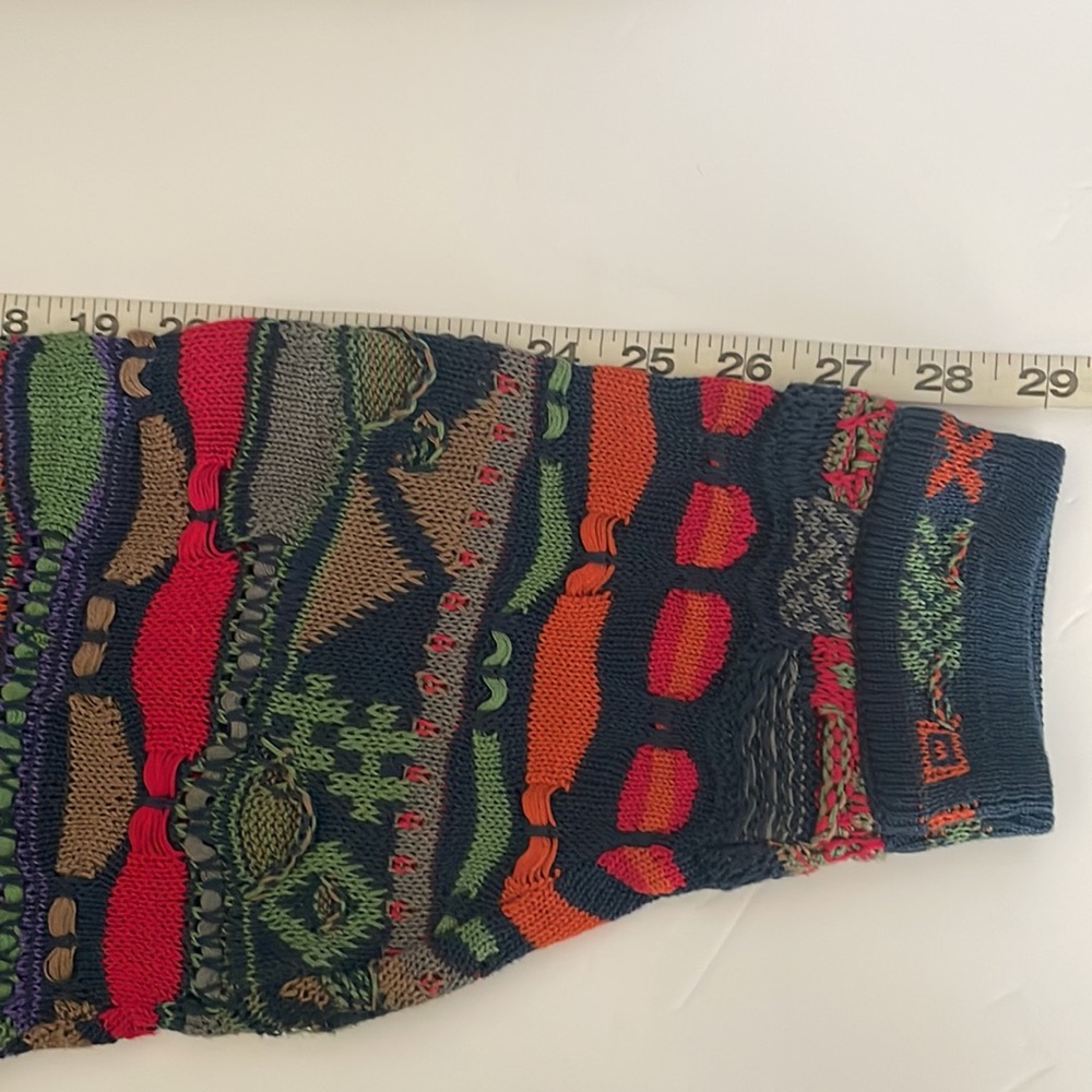 Vintage Men’s Retro Coogi Knit Sweater Colorful Long Sleeve Biggie Sz M Unisex - Picture 9 of 9